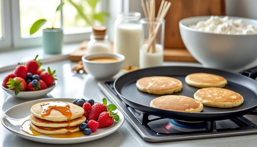 découvrez notre recette simple et rapide pour préparer des pancakes légers sans lait. parfaite pour un petit-déjeuner gourmand et sain, cette recette inclusive ravira les personnes intolérantes au lactose tout en offrant une texture moelleuse et savoureuse.