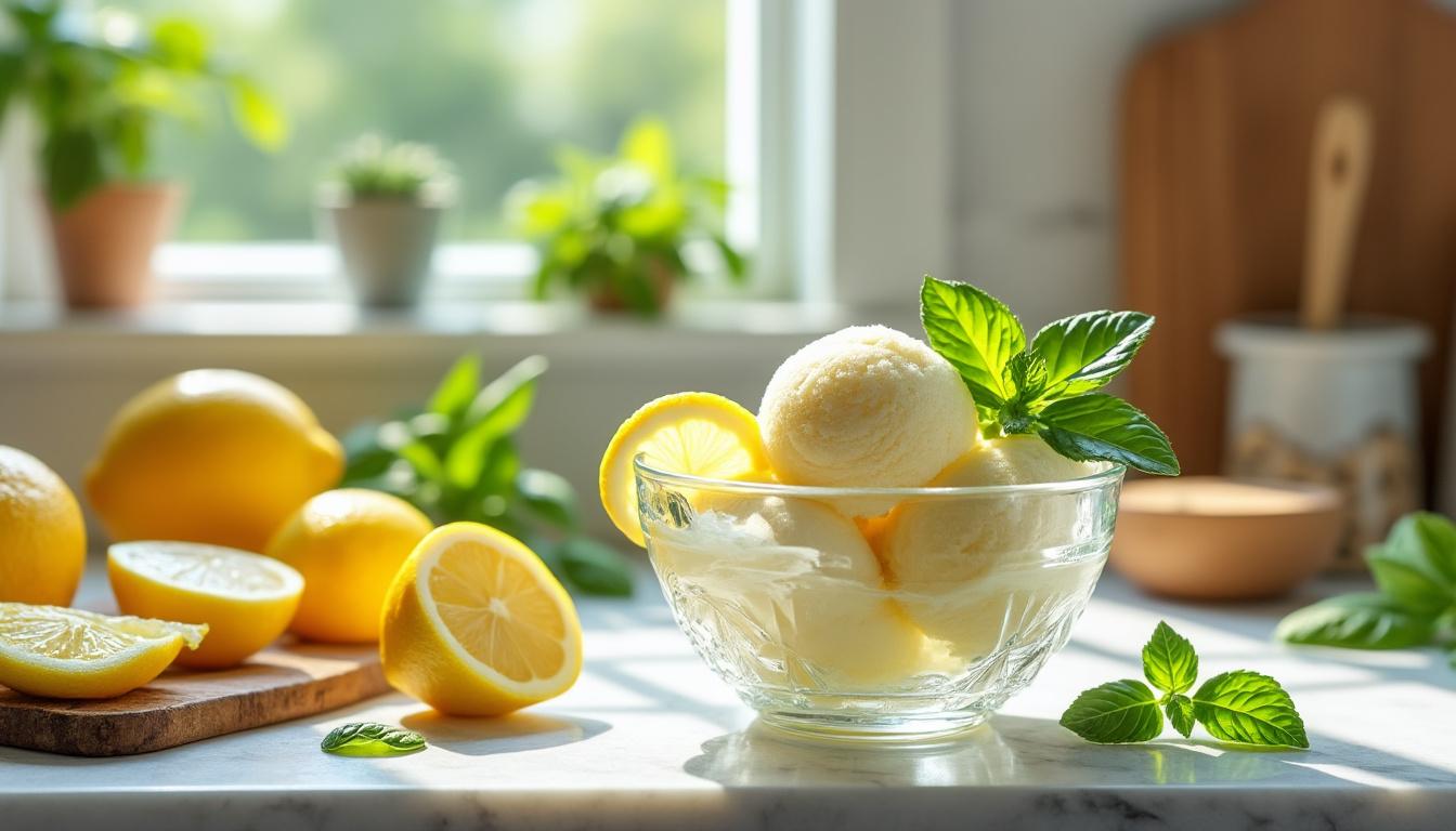 découvrez le sorbet citron basilic novascope, une recette délicieusement rafraîchissante à réaliser chez vous. éveillez vos papilles avec ce mélange unique de saveurs citrus et herbacées, parfait pour les chaudes journées d'été.